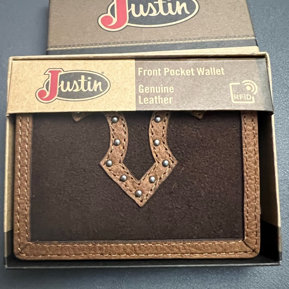 Justin Boots BI-fold Brown and Tan Leather Wallet